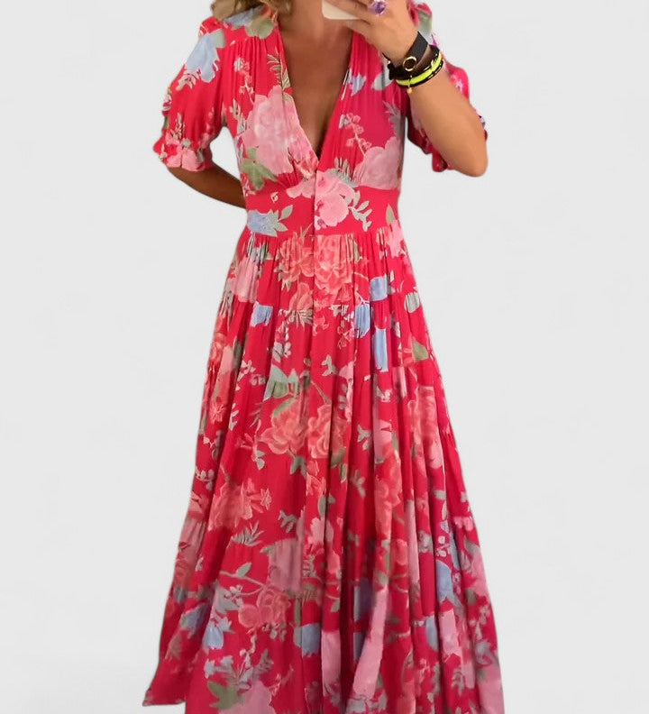Minelda – Robe fleurie col V