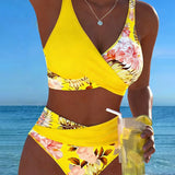 Julia | Bikini Contrast Fleurie Divisé