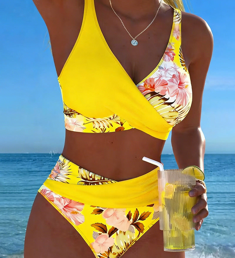 Julia | Bikini Contrast Fleurie Divisé