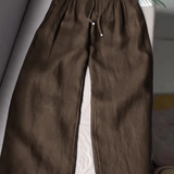 Camille | Pantalon large en coton et lin mélangés