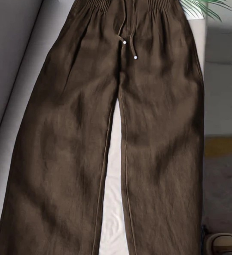 Camille | Pantalon large en coton et lin mélangés