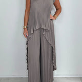 Sherry™ Midi Plissé Dress & Wide Leg Pant Set