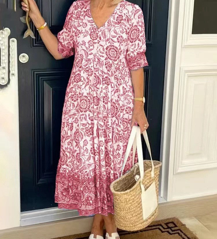 Rocío | Robe maxi florale élégante avec décolleté en V