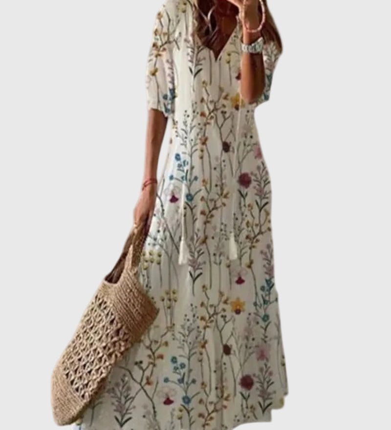 Amalia | Robe Maxi Vintage Bohème d'Été