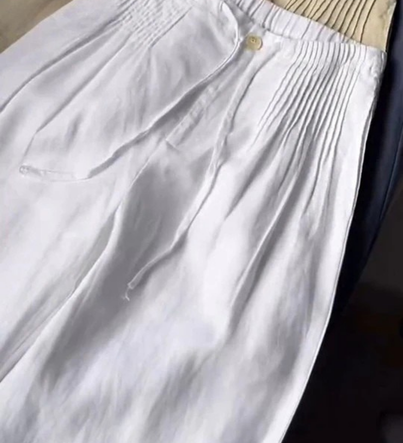 Camille | Pantalon large en coton et lin mélangés