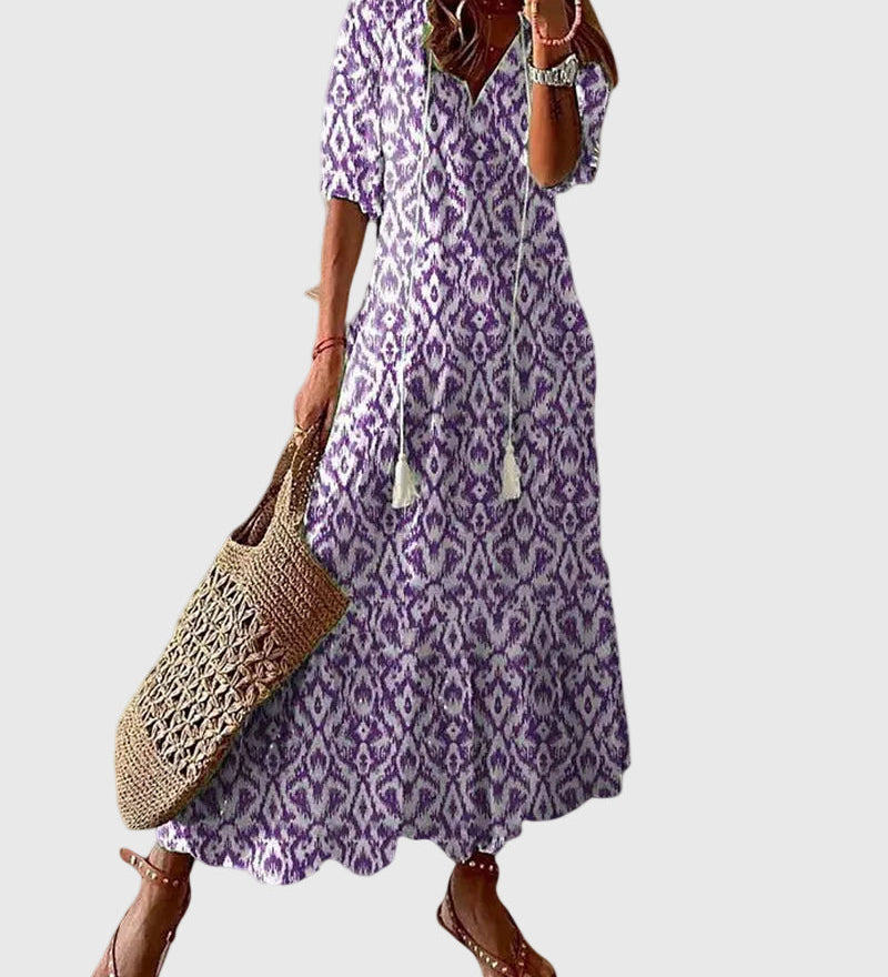 Amalia | Robe Maxi Vintage Bohème d'Été