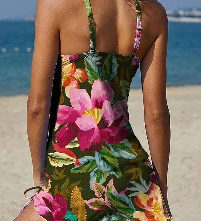 Fiesta – Tankini graphique fleuri avec short, effet ventre plat