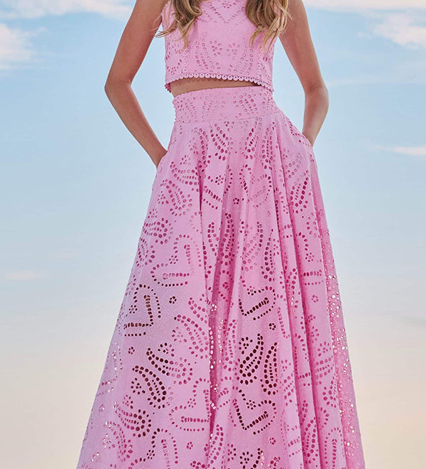 Ensemble Larissa™ : Top Brodé et Jupe Maxi Taille Haute