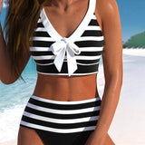 Sylvie | Bikini rayé taille haute