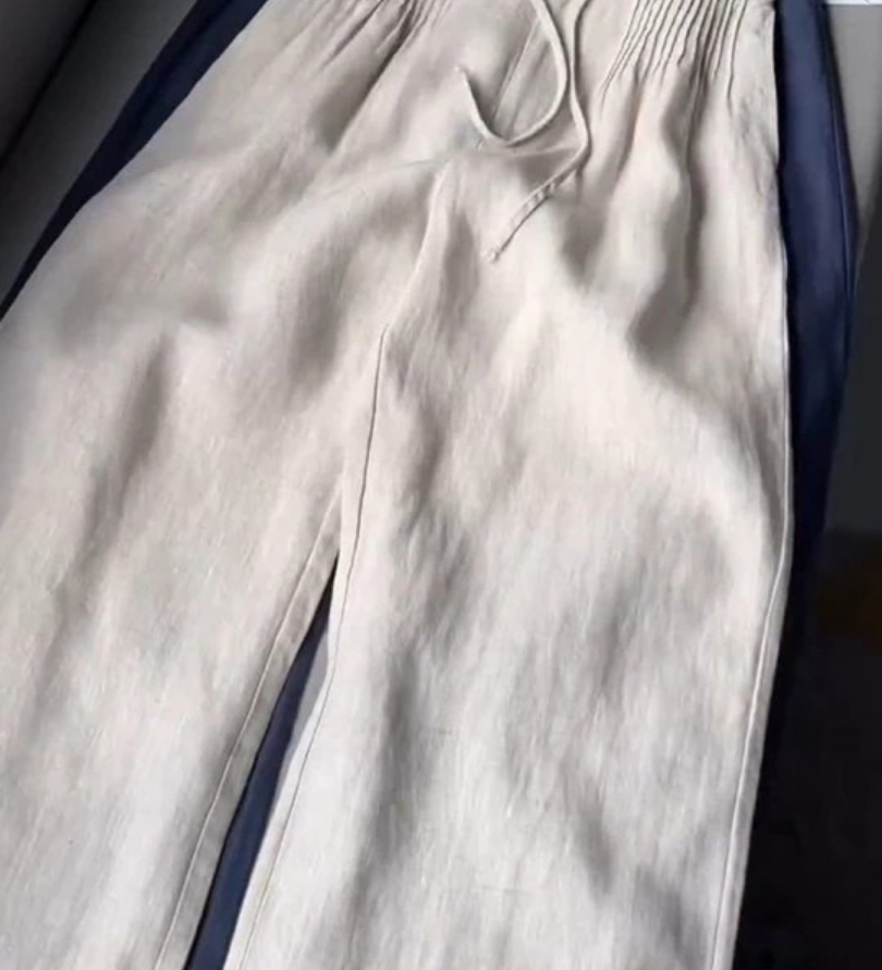 Camille | Pantalon large en coton et lin mélangés