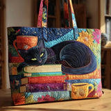 Sac artisanal Chat Noir avec Livres et Tasses