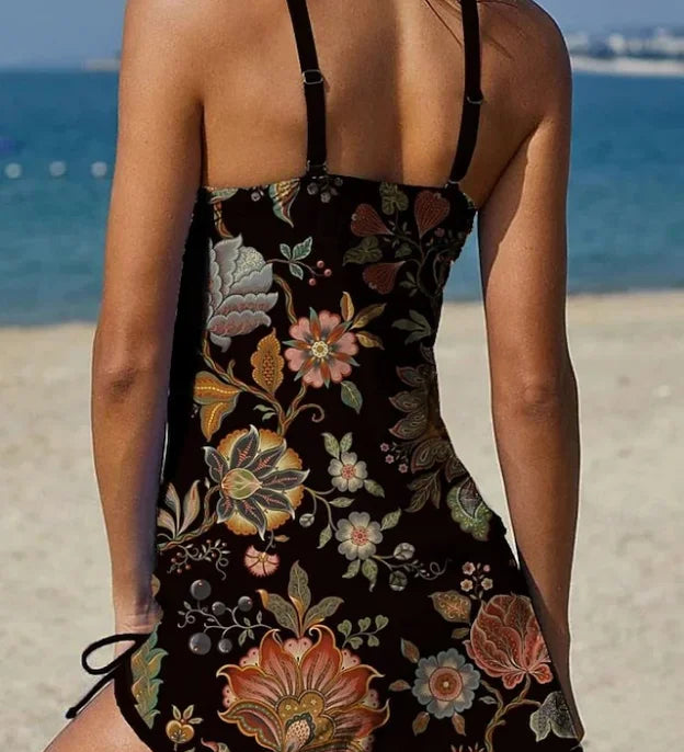 Fiesta – Tankini graphique fleuri avec short, effet ventre plat