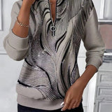 Anaïs-Claire | Sweat-shirt zippé imprimé décontracté