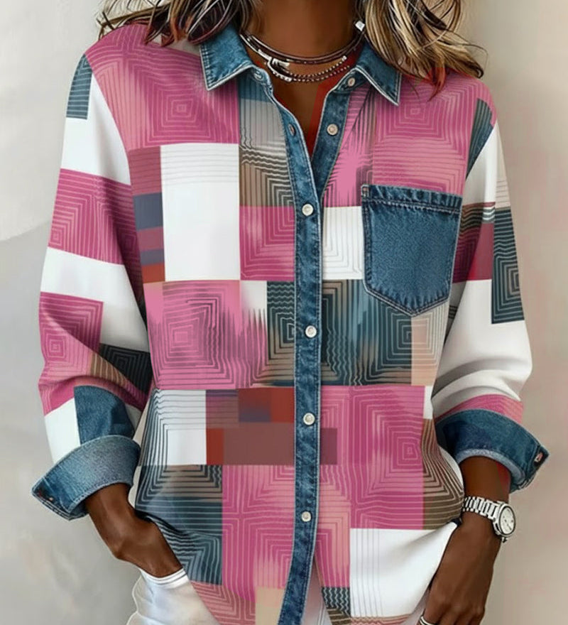 Séraphine | Chemise Color Block avec Col Fashion