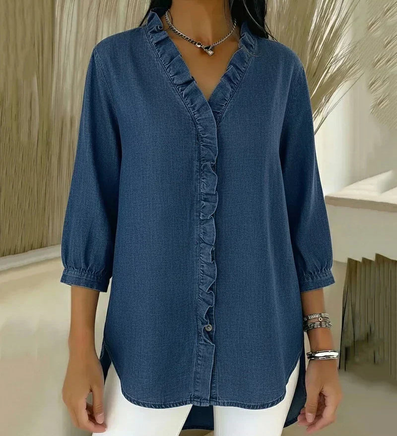 Abigail™ Blouse en Denim Élégante