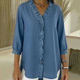 Abigail™ Blouse en Denim Élégante