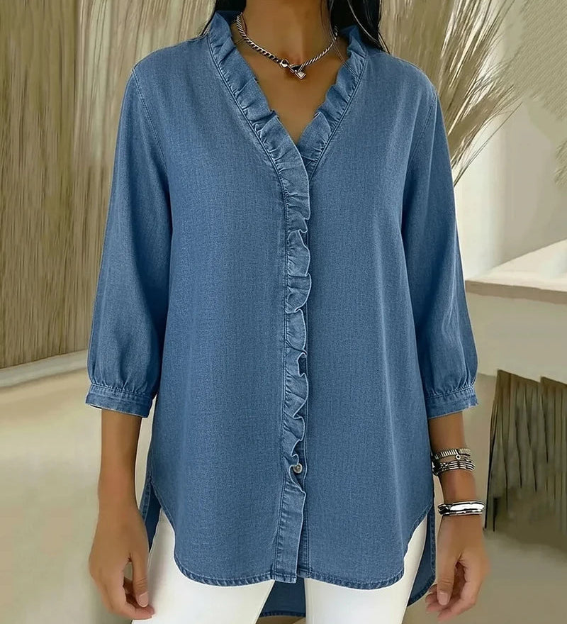 Abigail™ Blouse en Denim Élégante