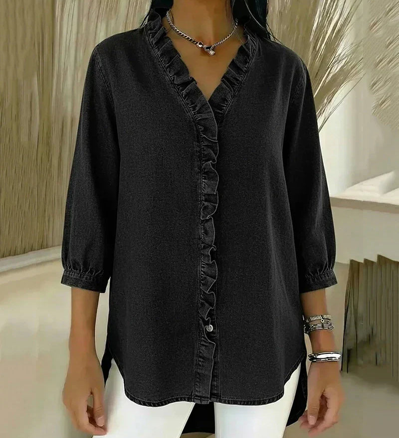 Abigail™ Blouse en Denim Élégante