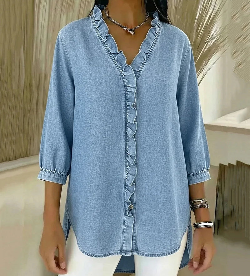 Abigail™ Blouse en Denim Élégante