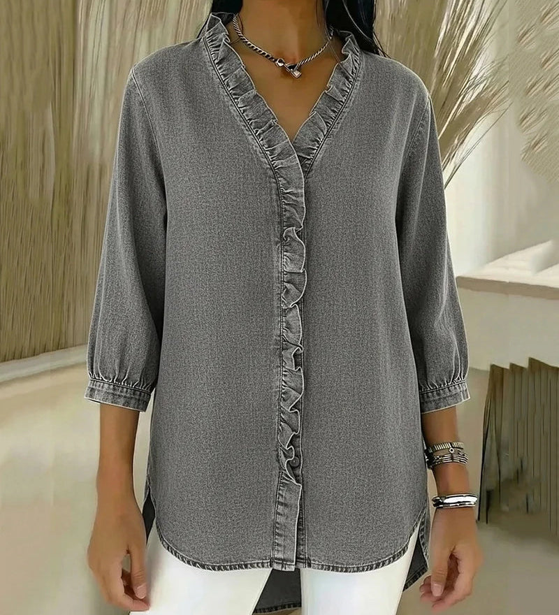 Abigail™ Blouse en Denim Élégante