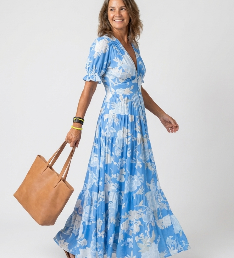 Léonie – Robe longue fluide fleurie