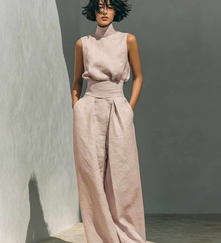 Amara — Ensemble minimaliste blouse et pantalon fluide