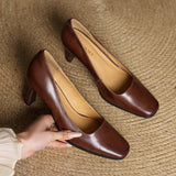 Alice – Escarpins en Cuir Carrés
