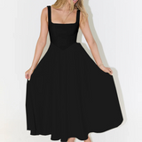 Grace | Robe midi fluide avec décolleté carré