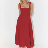 Grace | Robe midi fluide avec décolleté carré