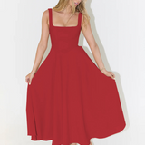 Grace | Robe midi fluide avec décolleté carré