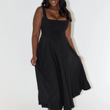 Grace | Robe midi fluide avec décolleté carré
