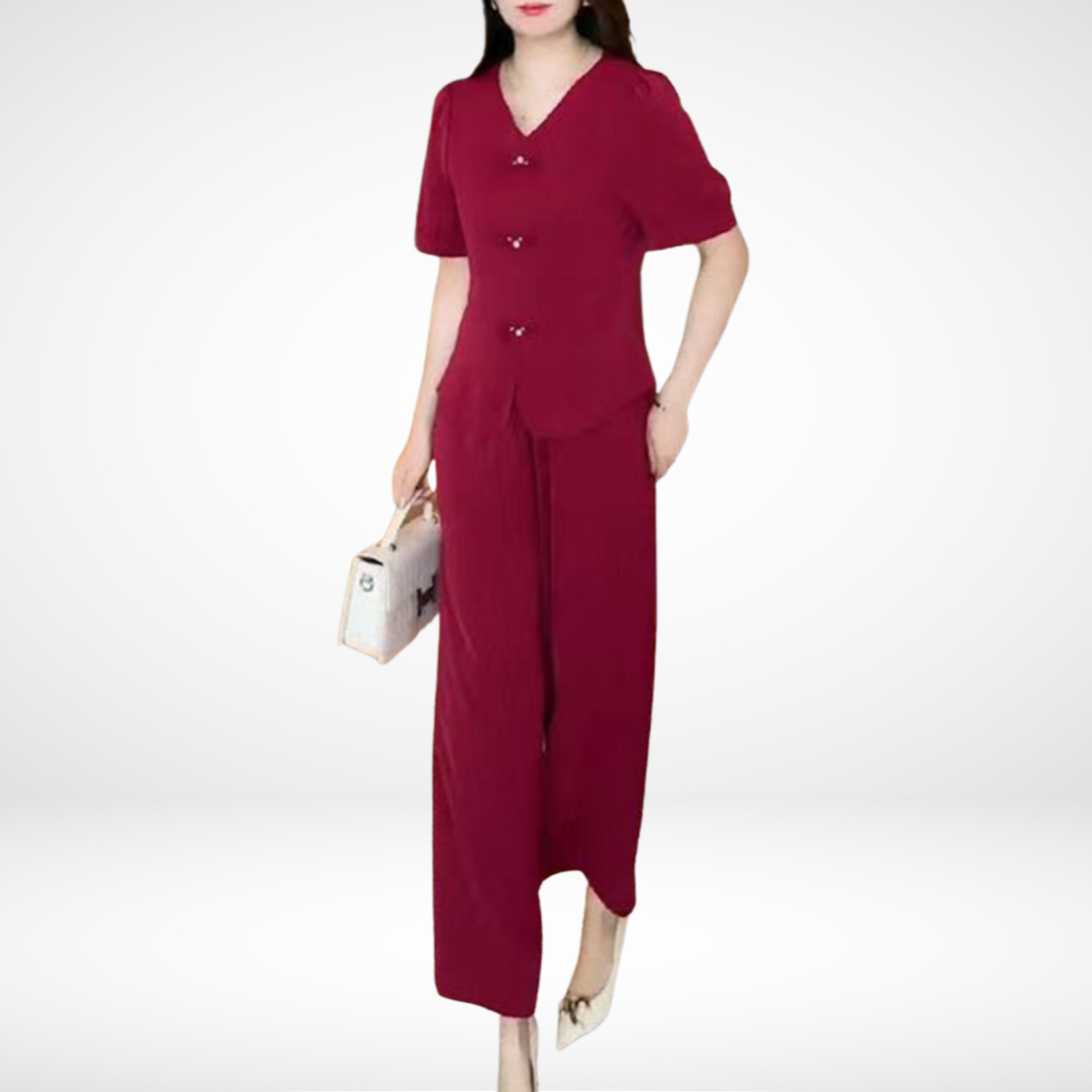 Ensemble Élégant à Manches Courtes Elsie™ - Deux Pièces