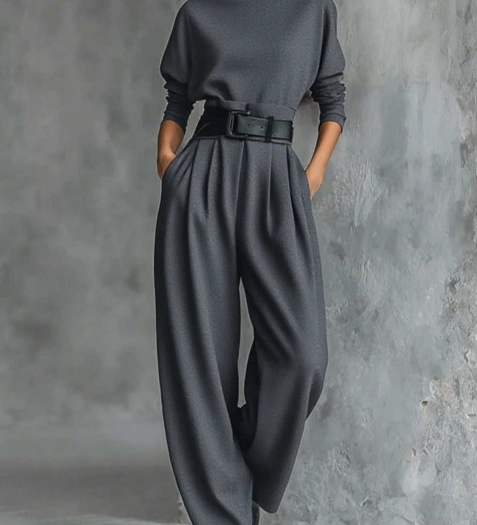 Ensemble Élégant Jessica™ : Haut Chic et Pantalons Droits