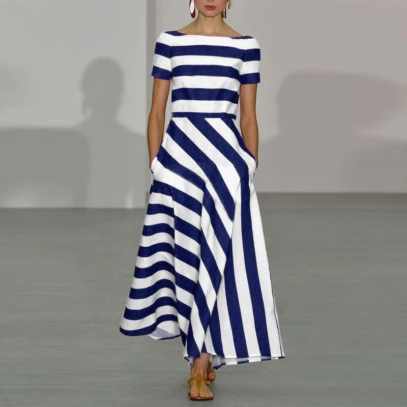Marina – Robe maxi rayée élégante
