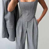 Dolce | Ensemble trois pièces avec blazer croisé