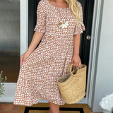 ZORA | ROBE MIDI À MANCHES COURTES EN SABLE
