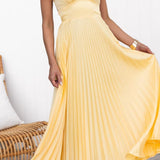 Alma™ | Robe d'Été Plissée en Jaune