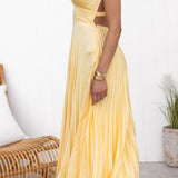 Alma™ | Robe d'Été Plissée en Jaune