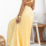 Alma™ | Robe d'Été Plissée en Jaune