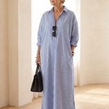 Soline – Robe chemise longue à rayures