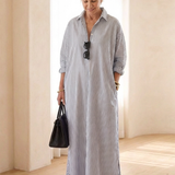 Soline – Robe chemise longue à rayures