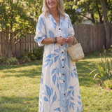 Virelle – Robe longue fluide imprimé botanique