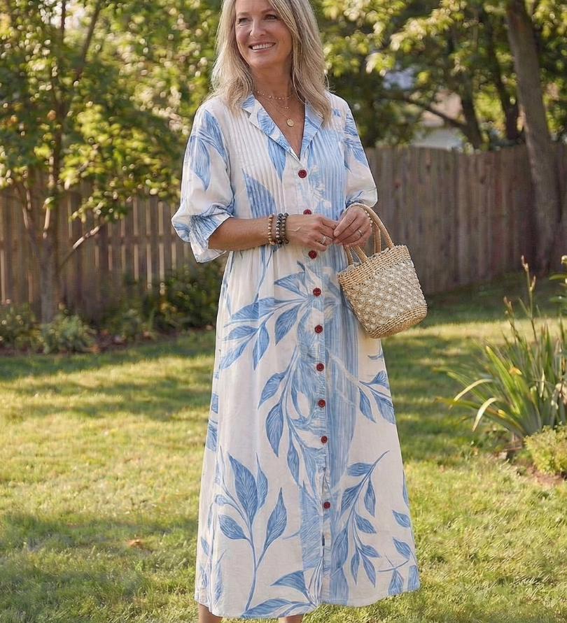 Virelle – Robe longue fluide imprimé botanique