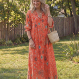 Virelle – Robe longue fluide imprimé botanique