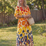 Virelle – Robe longue fluide imprimé botanique