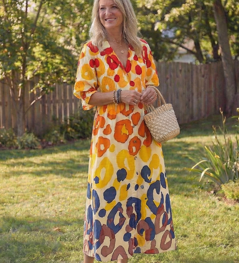 Virelle – Robe longue fluide imprimé botanique