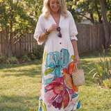 Virelle – Robe longue fluide imprimé botanique