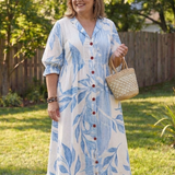 Virelle – Robe longue fluide imprimé botanique