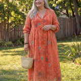 Virelle – Robe longue fluide imprimé botanique