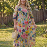 Virelle – Robe longue fluide imprimé botanique